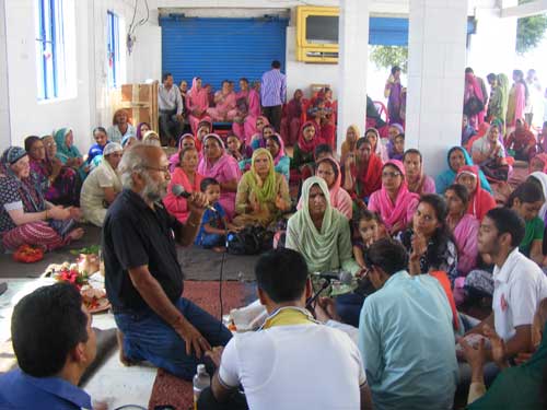 people gathered at mata chaturbhuja mandir